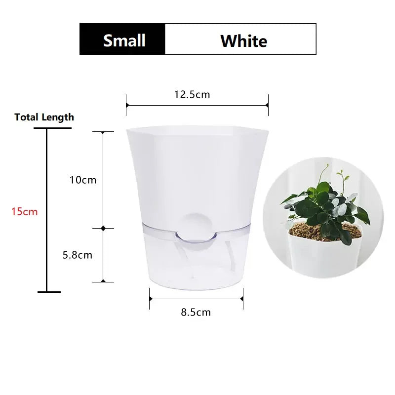 Pot de fleurs auto-arrosant en plastique transparent